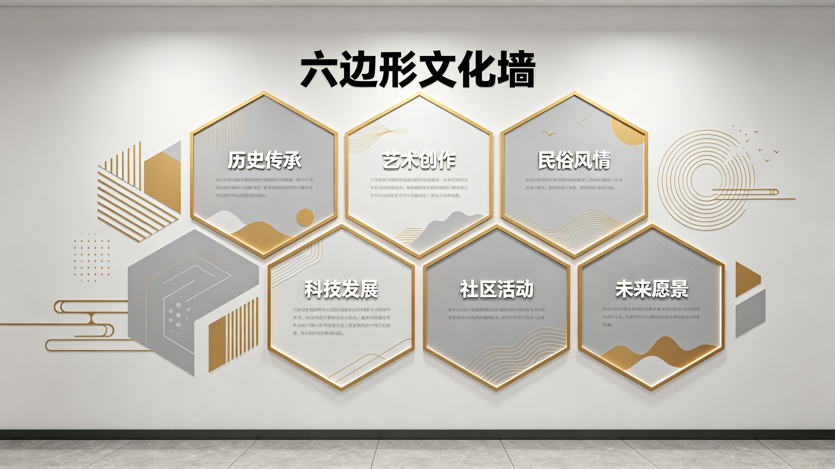 富平企业文化墙 | 六边形信息美学